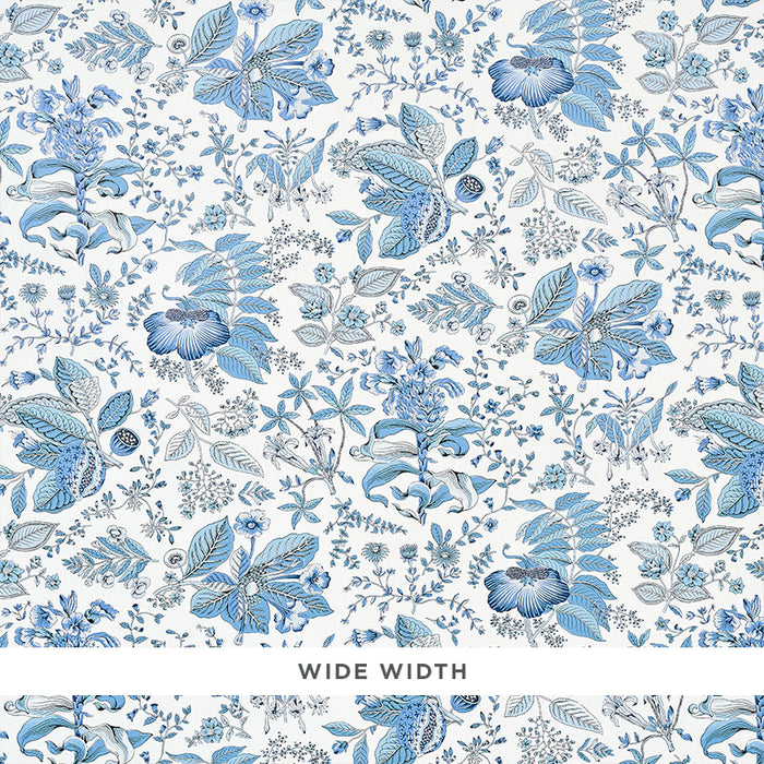 Schumacher Pomegranate Botanical Blue Wallpaper Sample 5010443