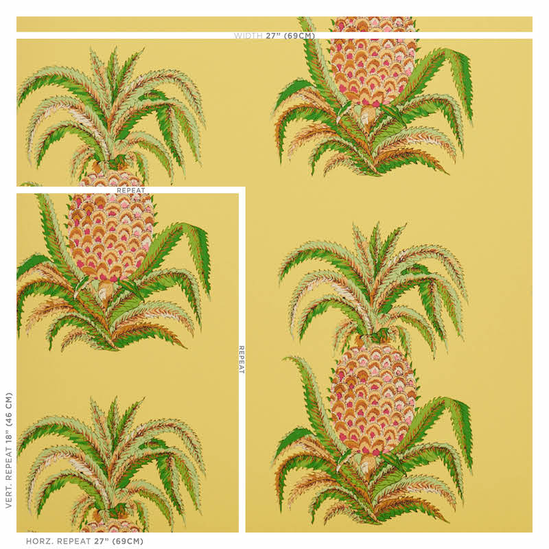 Schumacher Pineapples Yellow Wallpaper Sample 5010452