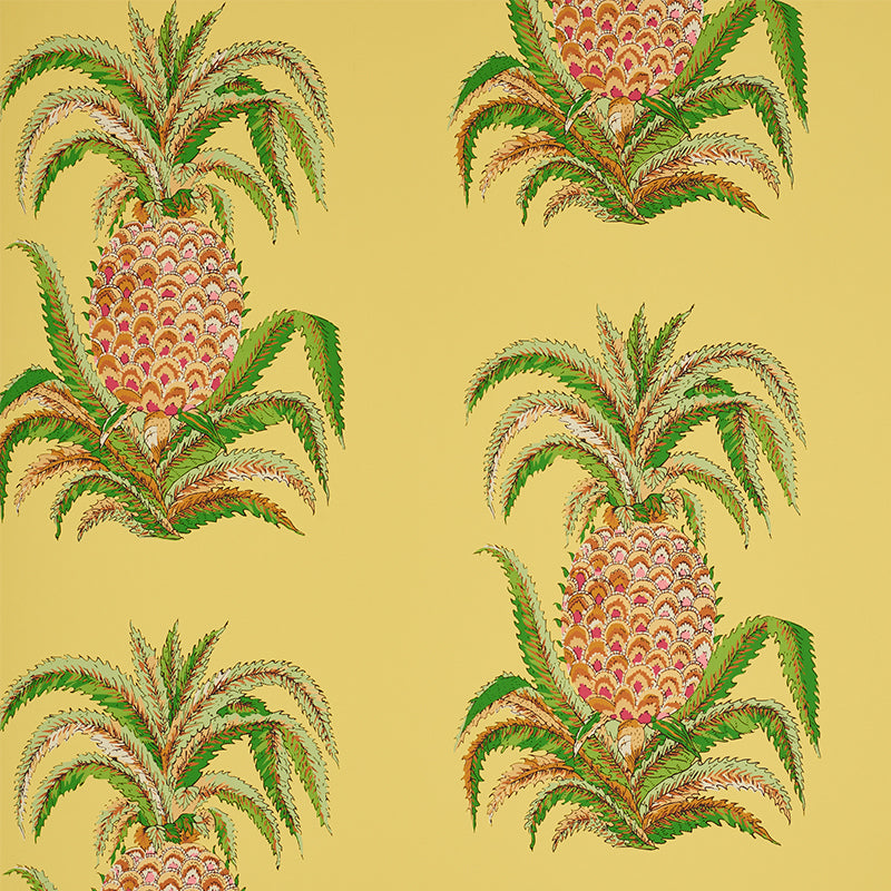 Schumacher Pineapples Yellow Wallpaper Sample 5010452
