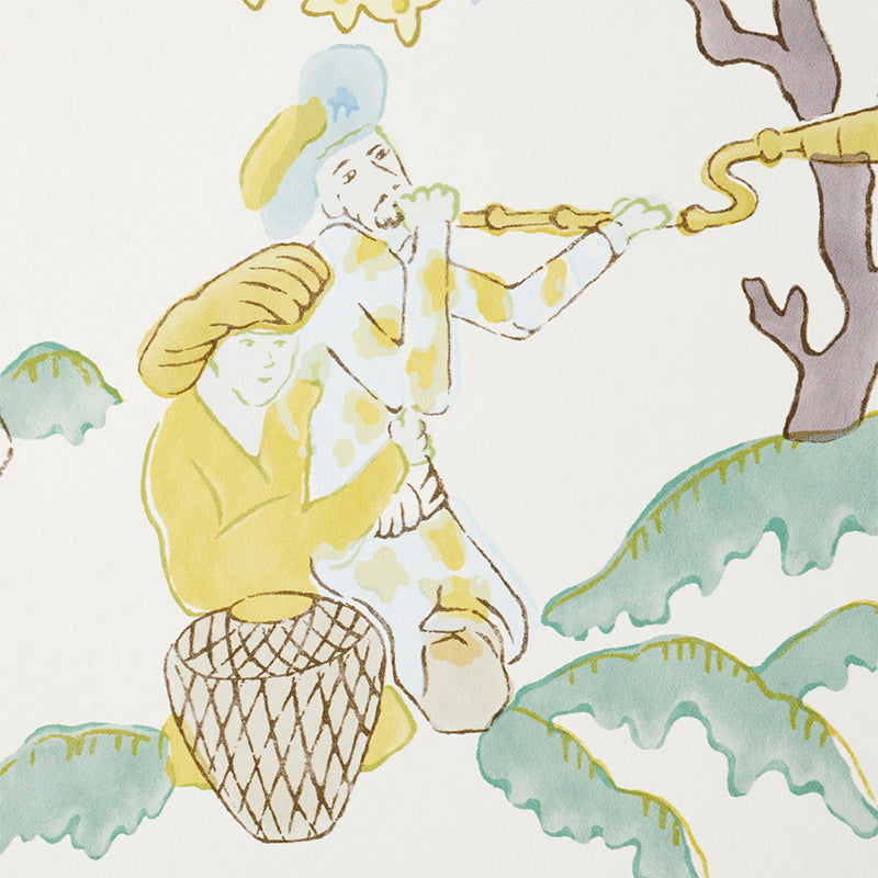 Schumacher Persian Lancers Citron Wallpaper Sample 5010460