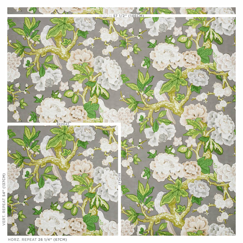 Schumacher Bermuda Blossoms Slate Wallpaper Sample 5010521