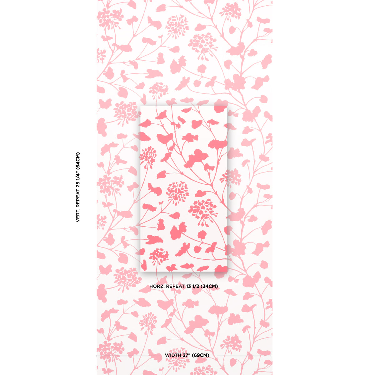 Schumacher Pennick Coral On Ivory Wallpaper Sample 5010543