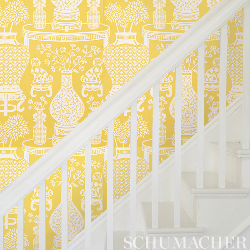 Schumacher Hellene Yellow Wallpaper Sample 5010550