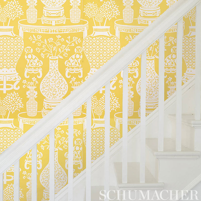 Schumacher Hellene Yellow Wallpaper Sample 5010550