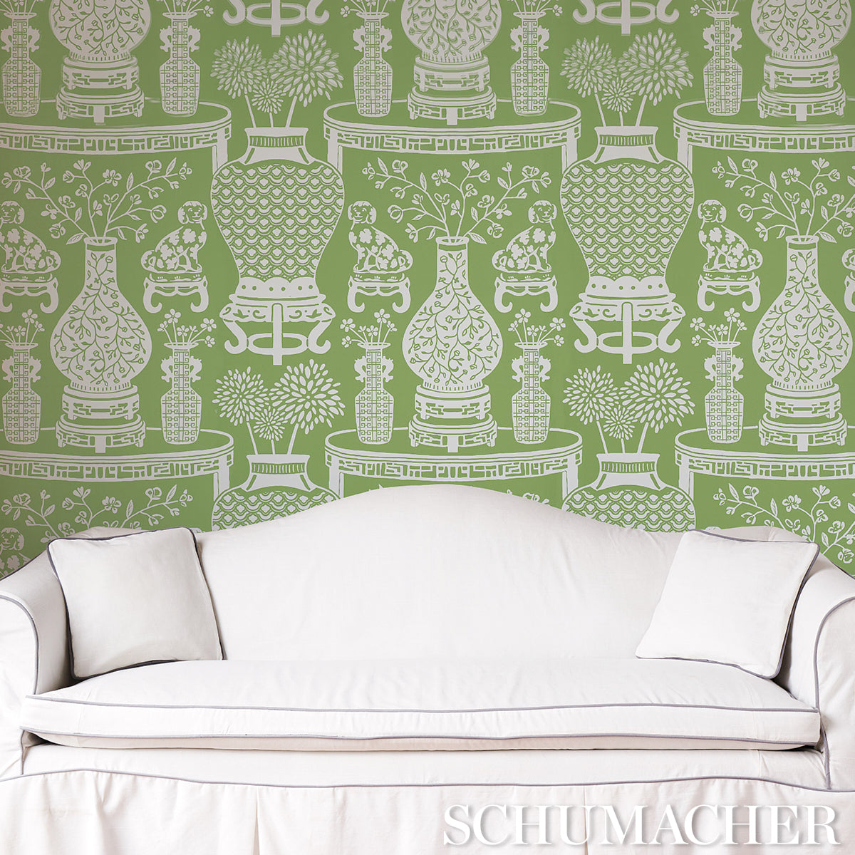 Schumacher Hellene Green Wallpaper Sample 5010552