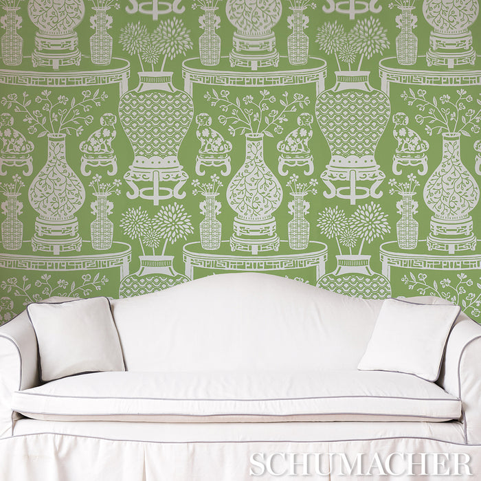 Schumacher Hellene Green Wallpaper Sample 5010552