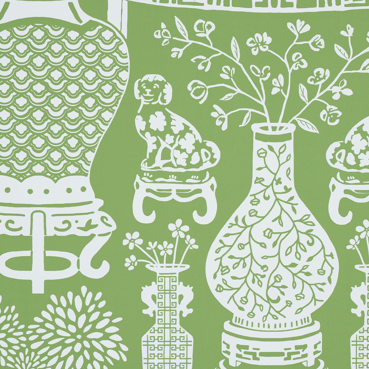 Schumacher Hellene Green Wallpaper Sample 5010552