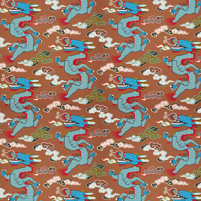 Schumacher Magical Ming Dragon Brown Wallpaper Sample 5010602