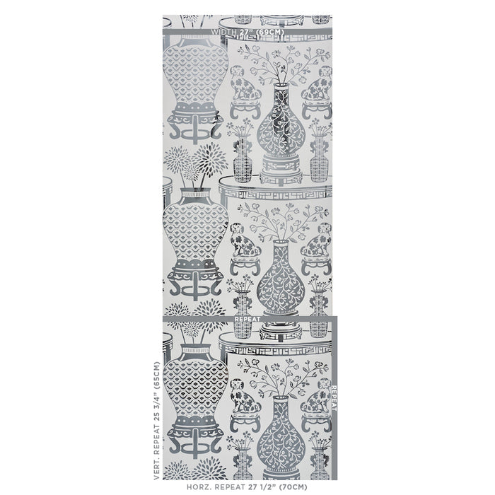Schumacher Hellene Mylar Silver Wallpaper Sample 5010610