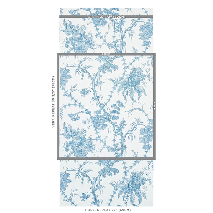 Schumacher San Cristobal Toile Peacock Wallpaper 5010620