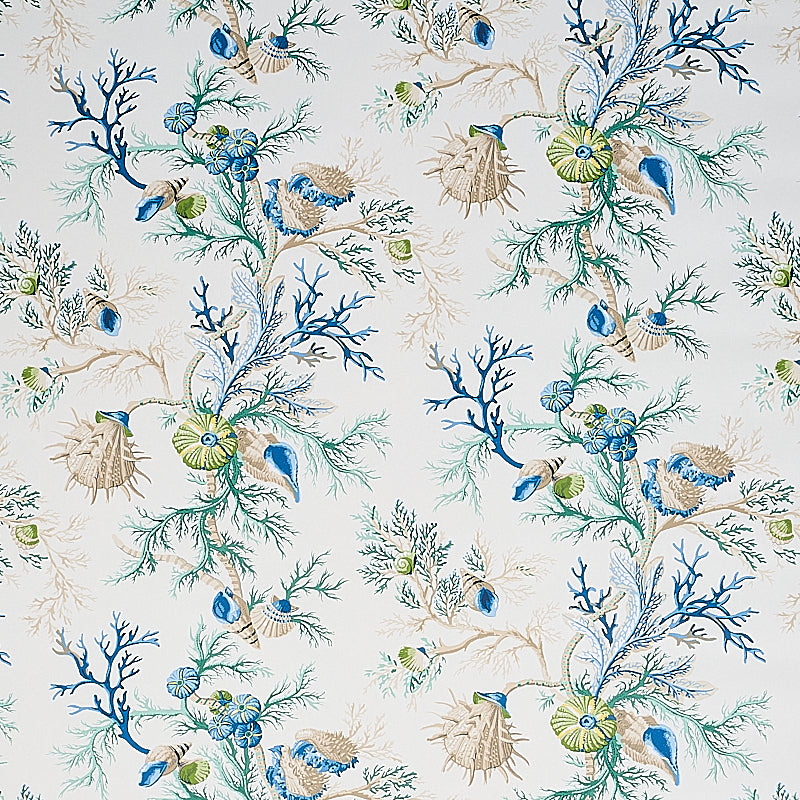 Schumacher Del Tesoro Blue & Green Wallpaper Sample 5010650