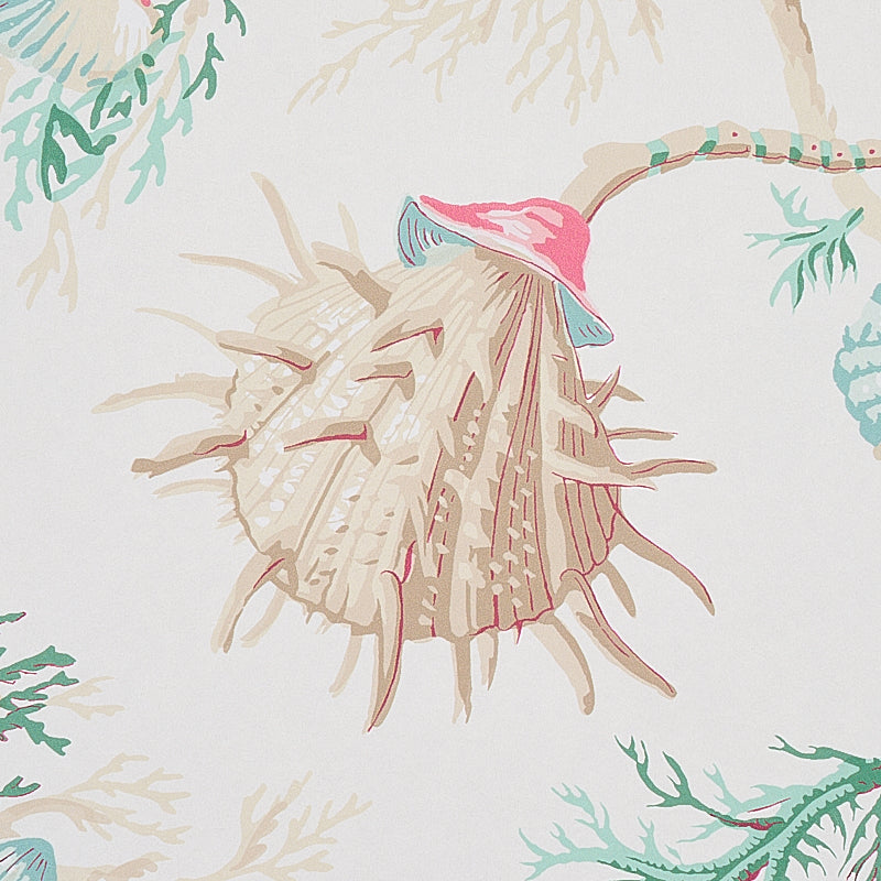 Schumacher Del Tesoro Pink & Aqua Wallpaper Sample 5010651
