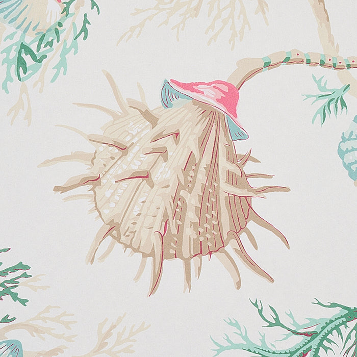 Schumacher Del Tesoro Pink & Aqua Wallpaper Sample 5010651