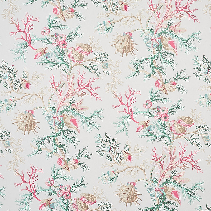 Schumacher Del Tesoro Pink & Aqua Wallpaper Sample 5010651