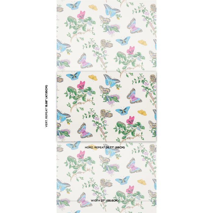 Schumacher Baudin Butterfly Turquoise Wallpaper 5010691