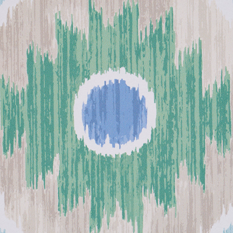 Schumacher Elizia Ikat Green & Blue Wallpaper Sample 5010710