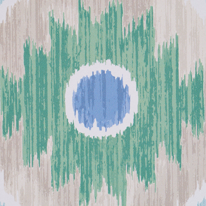 Schumacher Elizia Ikat Green & Blue Wallpaper Sample 5010710