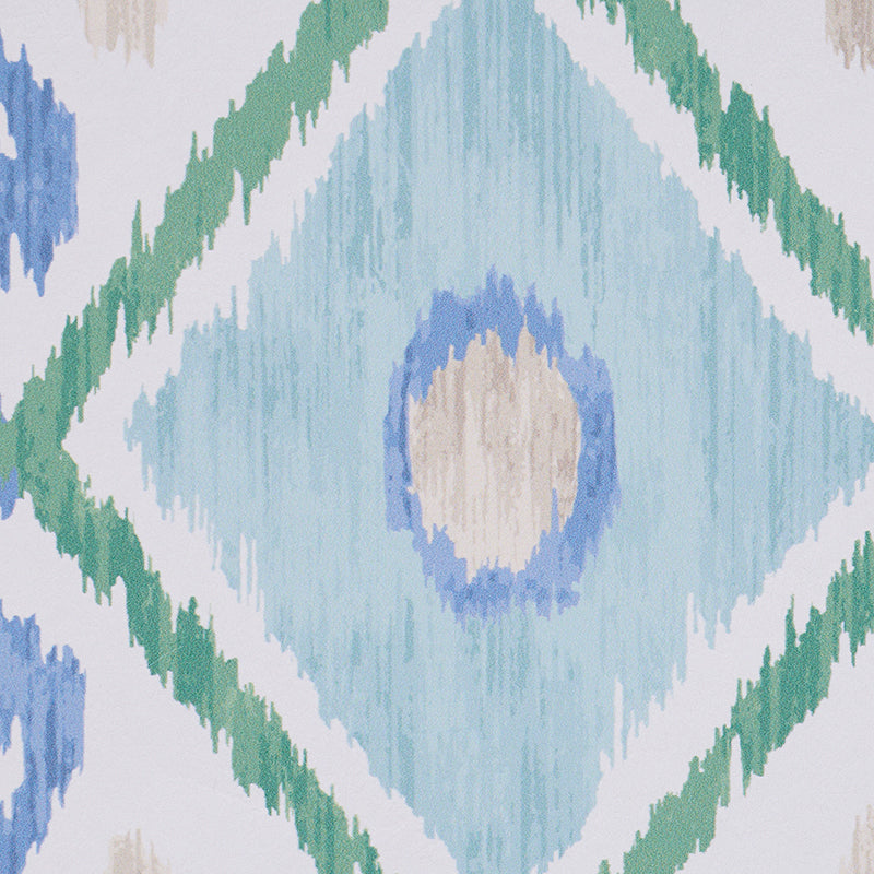 Schumacher Elizia Ikat Green & Blue Wallpaper Sample 5010710