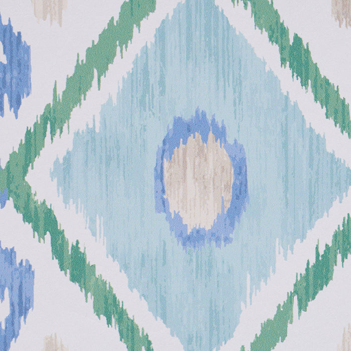 Schumacher Elizia Ikat Green & Blue Wallpaper Sample 5010710