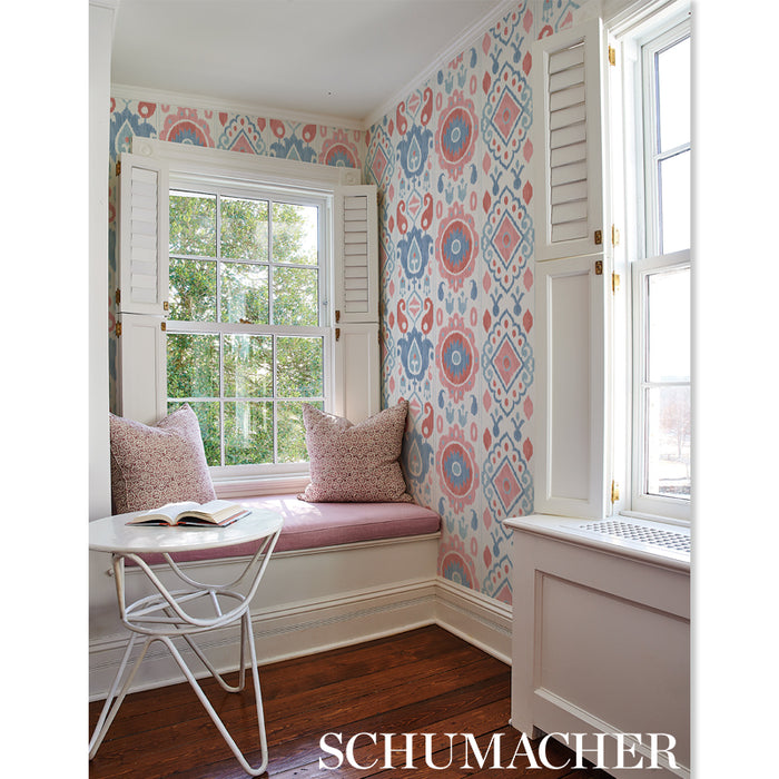 Schumacher Elizia Ikat Green & Blue Wallpaper Sample 5010710
