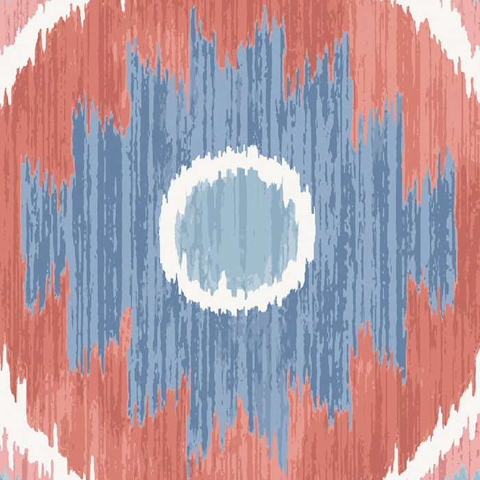 Schumacher Elizia Ikat Rose & Indigo Wallpaper Sample 5010712