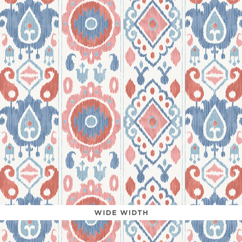 Schumacher Elizia Ikat Rose & Indigo Wallpaper Sample 5010712