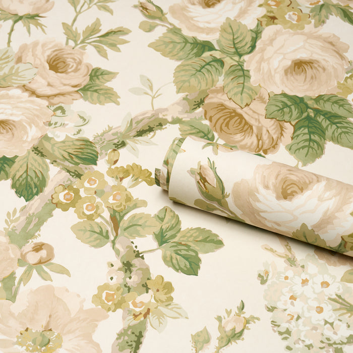 Schumacher Nancy Floral Ivory Wallpaper Sample 5010842