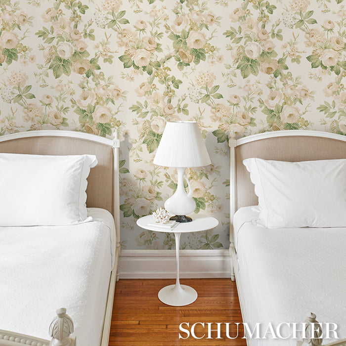 Schumacher Nancy Floral Ivory Wallpaper Sample 5010842