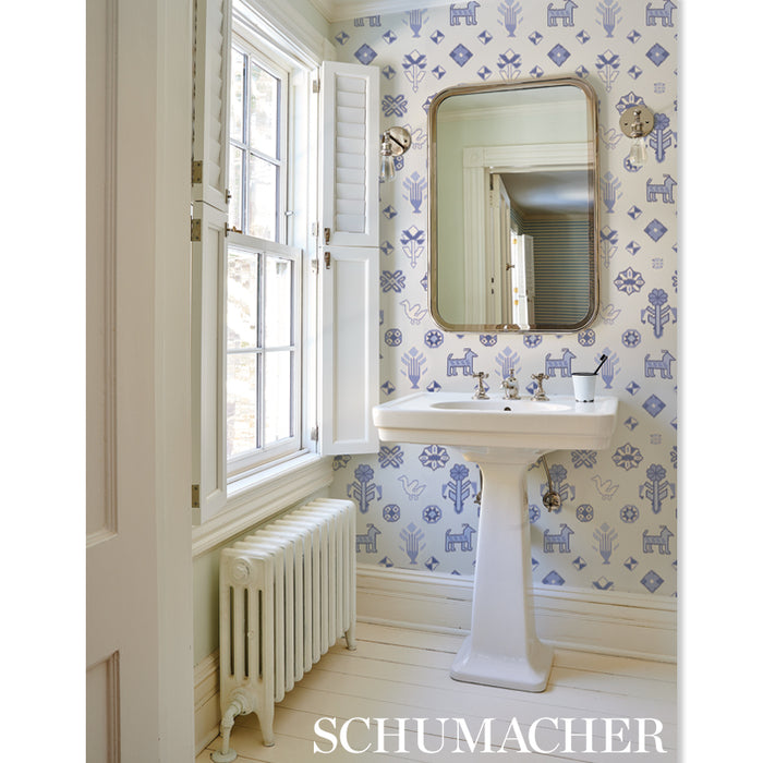 Schumacher Chuska Warp Print Blue Wallpaper Sample 5010870