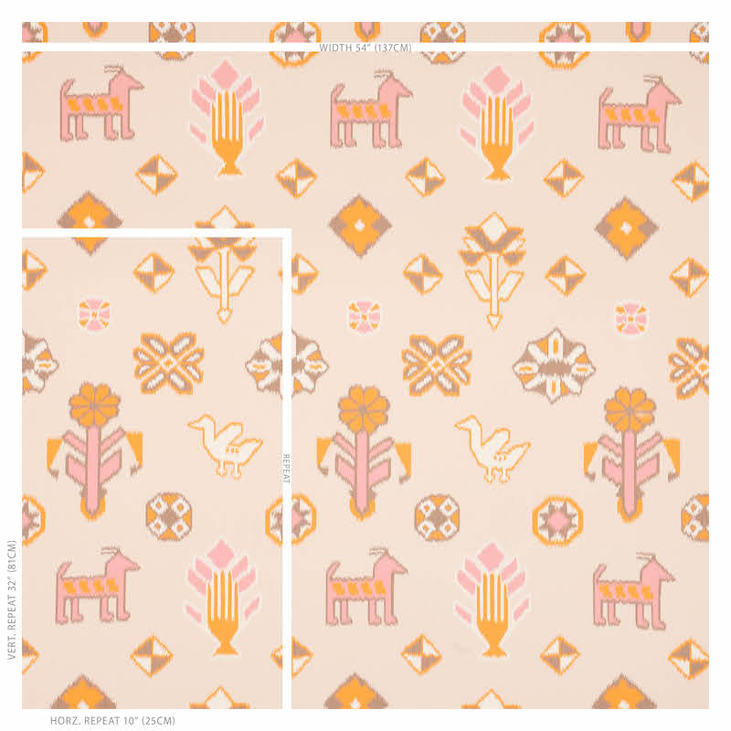 Schumacher Chuska Warp Print Pink & Orange Wallpaper Sample 5010871