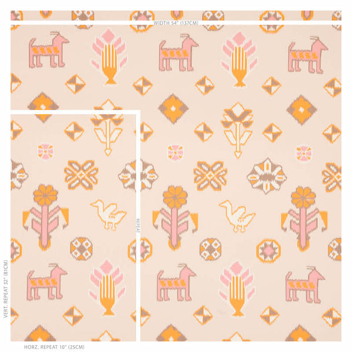 Schumacher Chuska Warp Print Pink & Orange Wallpaper Sample 5010871