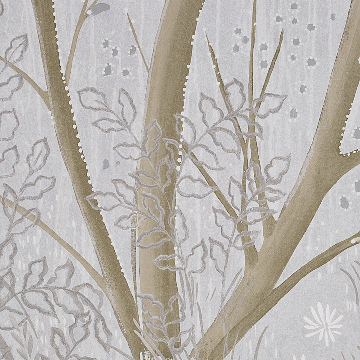 Schumacher Brindille Golden Accented PanelÂ Set Dove Wallpaper Sample 5010920