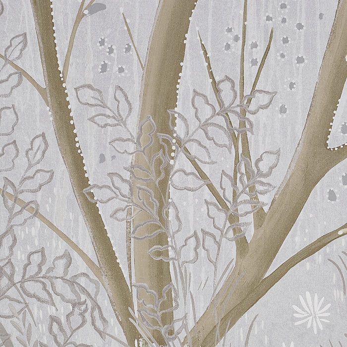 Schumacher Brindille Golden Accented PanelÂ Set Dove Wallpaper Sample 5010920
