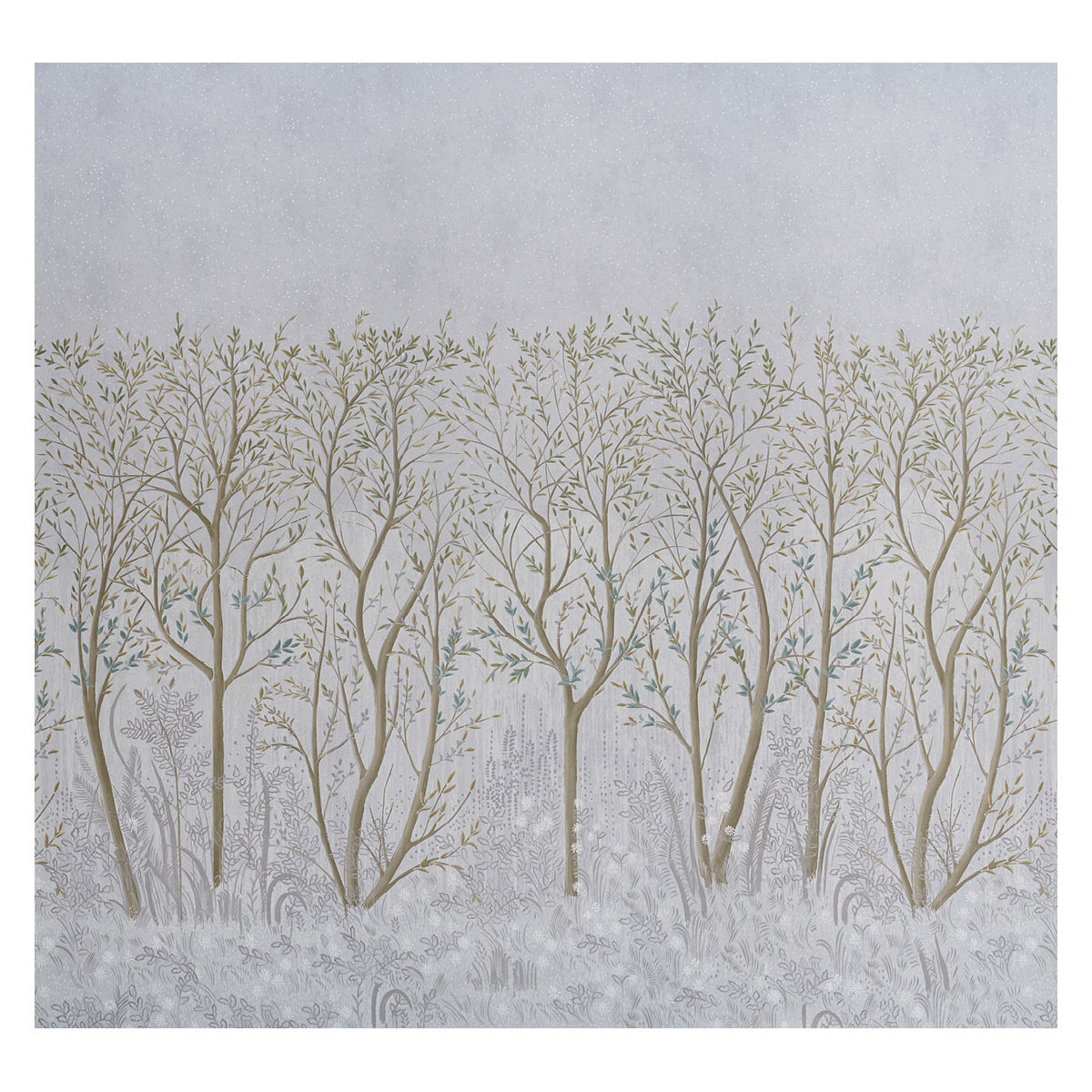 Schumacher Brindille Golden Accented PanelÂ Set Dove Wallpaper Sample 5010920
