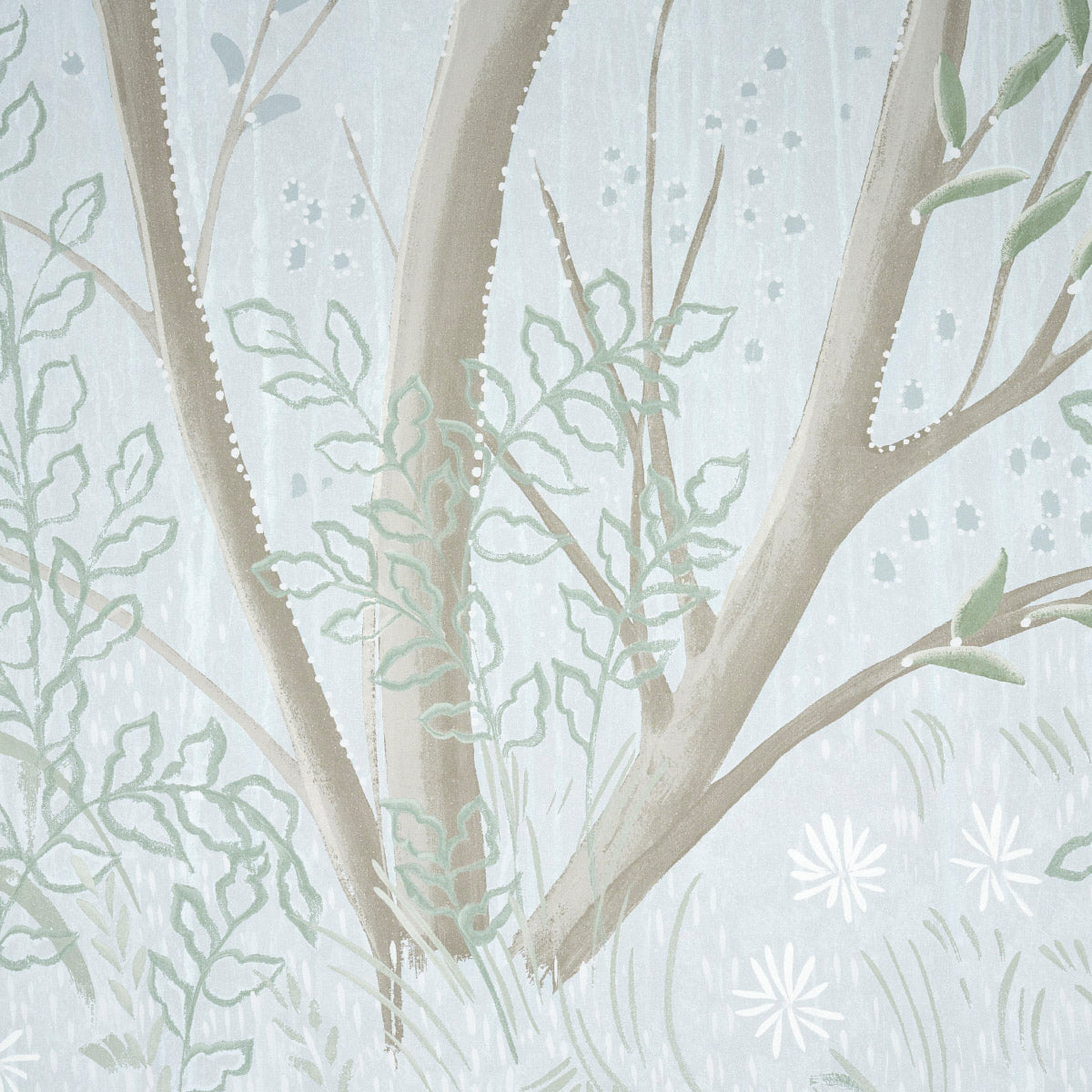 Schumacher Brindille Golden Accented Panel Set Mineral Wallpaper Sample 5010923