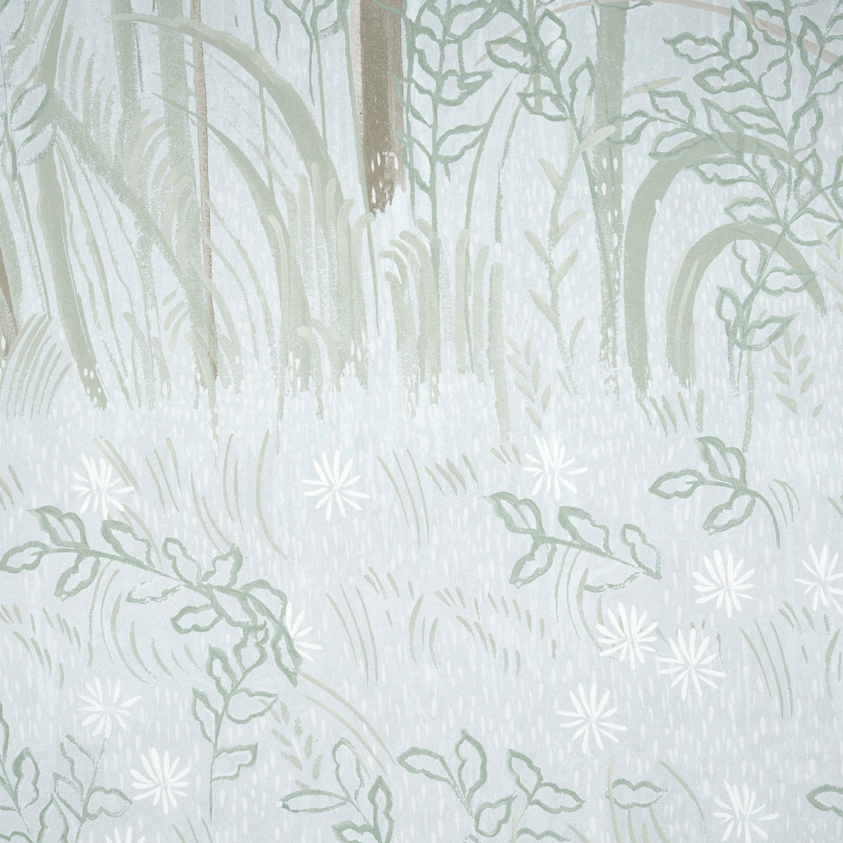 Schumacher Brindille Golden Accented Panel Set Mineral Wallpaper Sample 5010923