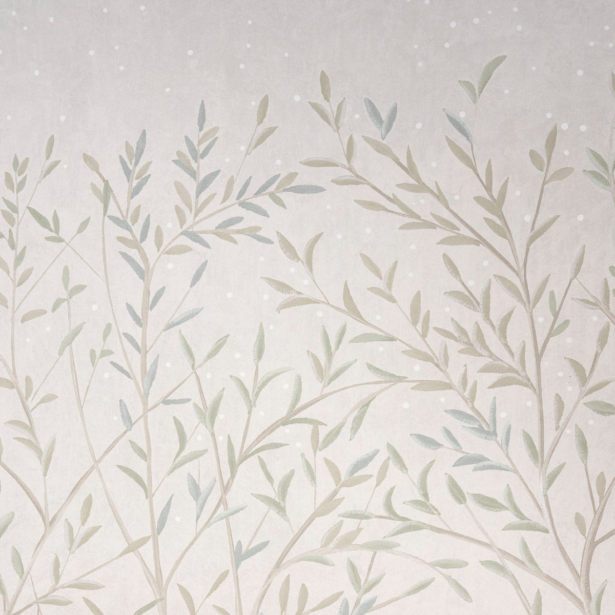 Schumacher Brindille Golden Accented Panel Set Alabaster Wallpaper Sample 5010924