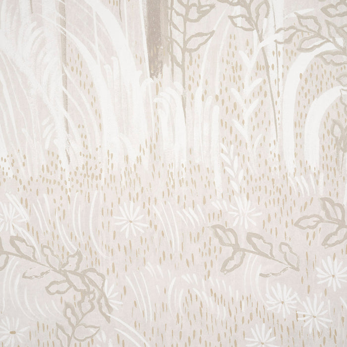 Schumacher Brindille Golden Accented Panel Set Alabaster Wallpaper Sample 5010924