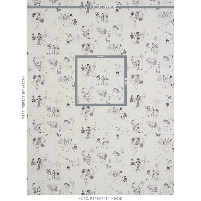 Schumacher Toile De Femmes Parchment Wallpaper Sample 5011080