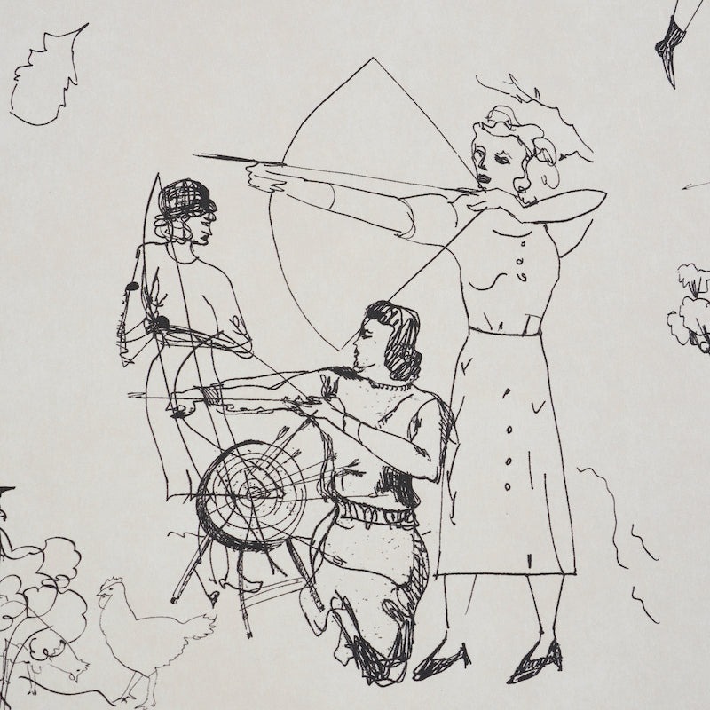 Schumacher Toile De Femmes Parchment Wallpaper Sample 5011080