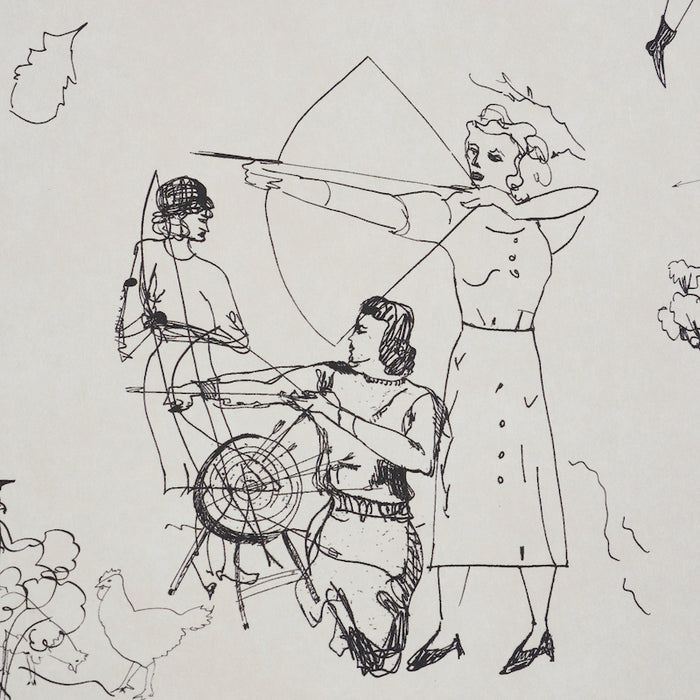 Schumacher Toile De Femmes Parchment Wallpaper Sample 5011080