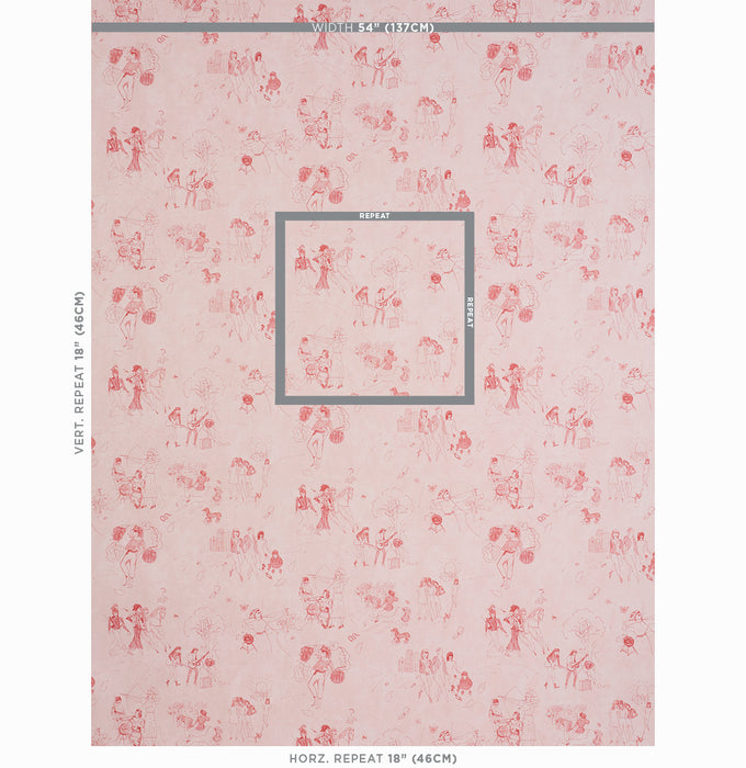 Schumacher Toile De Femmes Poppy Wallpaper Sample 5011082