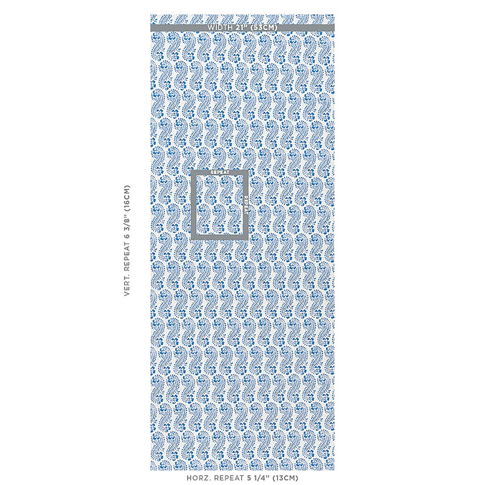 Schumacher Lani Blue Wallpaper Sample 5011120