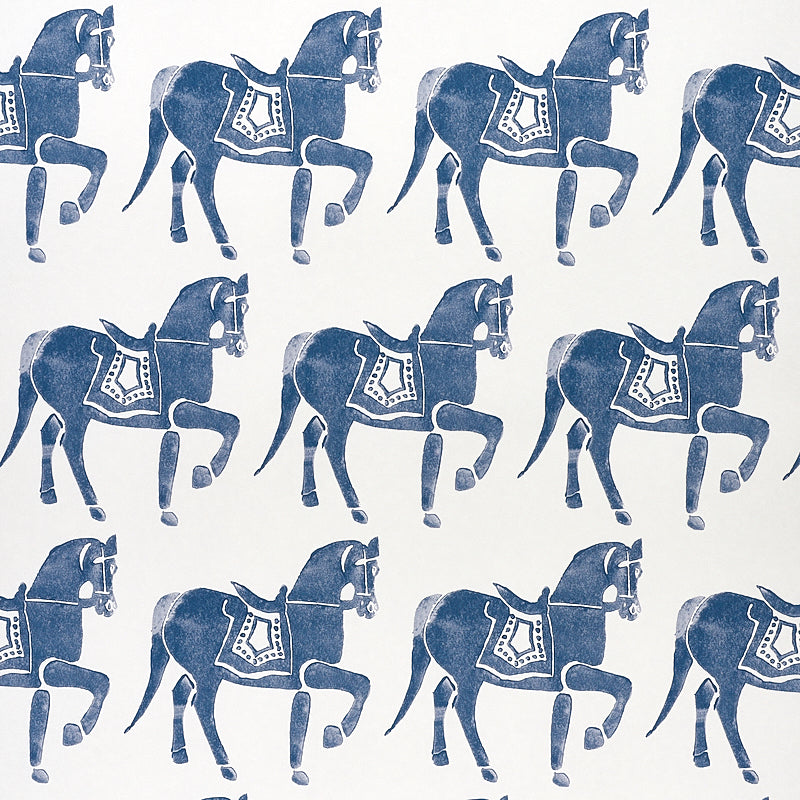 Schumacher Marwari Horse Navy Wallpaper Sample 5011130