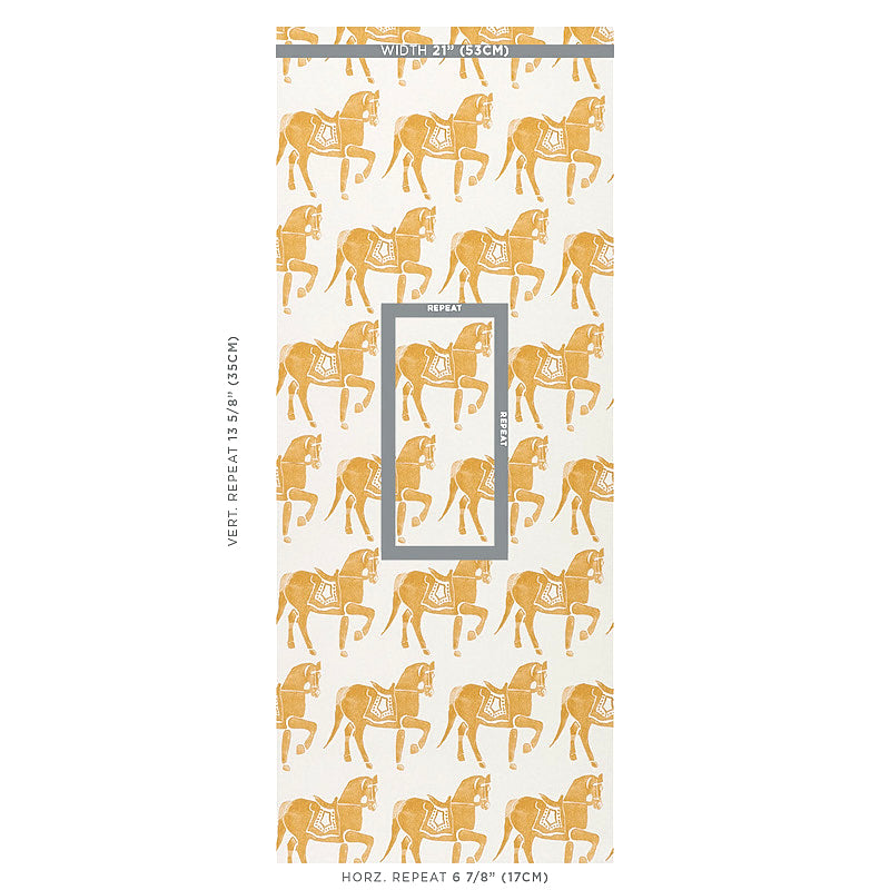Schumacher Marwari Horse Mustard Wallpaper Sample 5011131