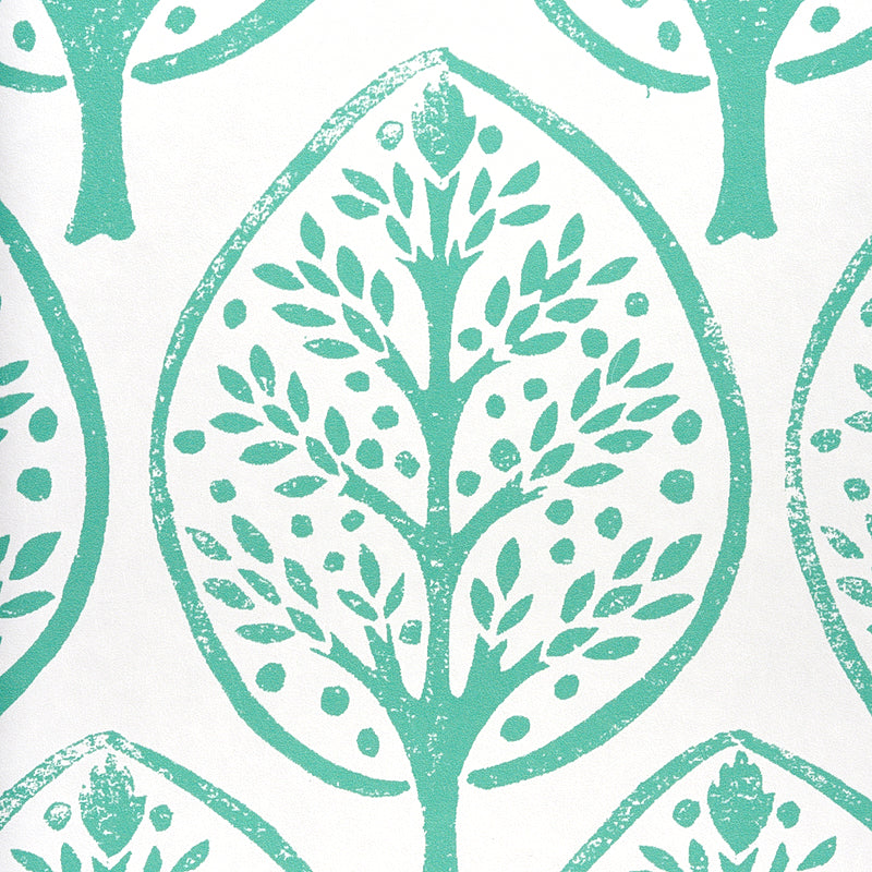 Schumacher Tree Seaglass Wallpaper Sample 5011180
