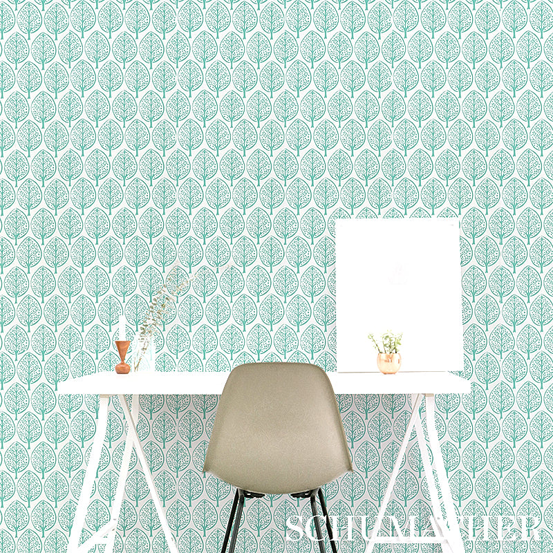 Schumacher Tree Seaglass Wallpaper Sample 5011180