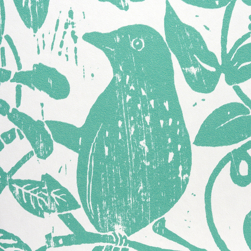 Schumacher Bird & Bee Seaglass Wallpaper Sample 5011192