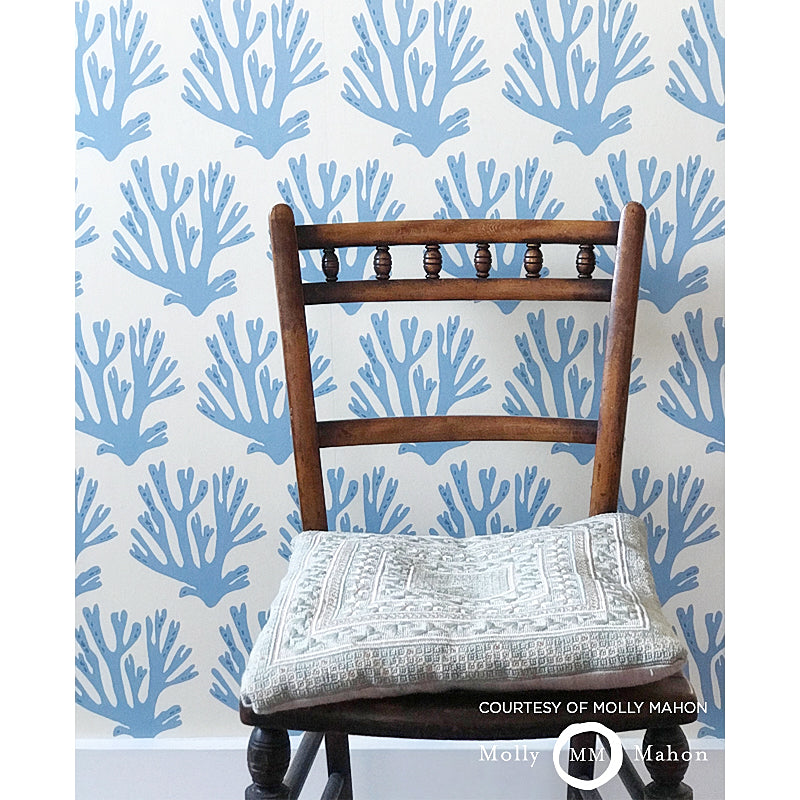 Schumacher Coral Blue Wallpaper Sample 5011201