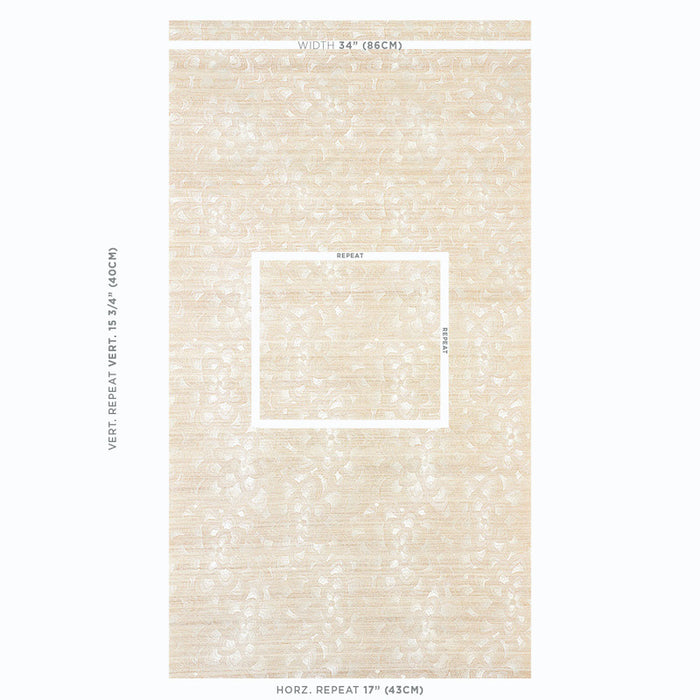 Schumacher Lotus Embroidery Sisal Ivory Wallpaper 5011210